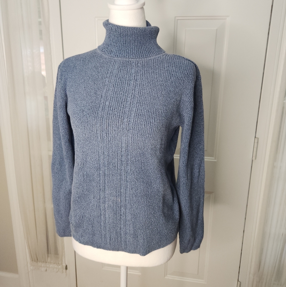 Liz Claiborne Liz‎ Sport Blue Turtleneck Sweater  Size Medium